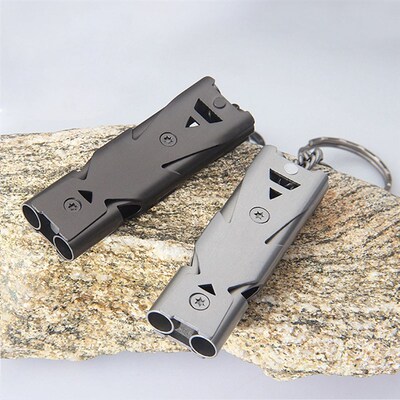 Whistle Keychain Stainless-Steel Double-Pipe Outdoor Emergen