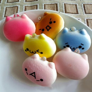 4cm Cartoon Cat Squishy Charms Kawaii Buns Bread Cell Phone