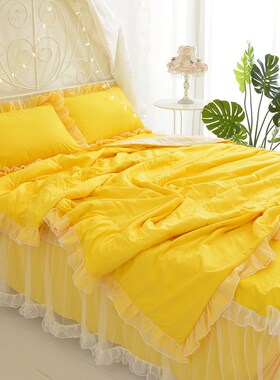 18N夏季公主风蕾l丝白纱紫色浪漫床裙款夏凉被四件套空调被少女心