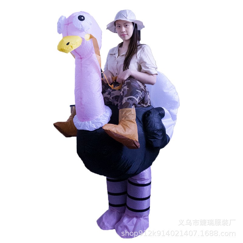 跨境万圣节火烈鸟充气服装鸵鸟搞怪动物F人偶服装道具cosplay搞笑
