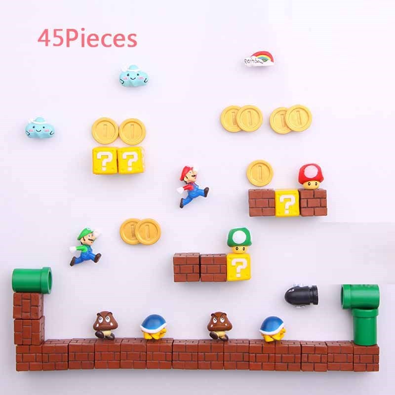 63pcs 3D Super Mario Bros. Fridge MaHgnets Refrigerator Mess