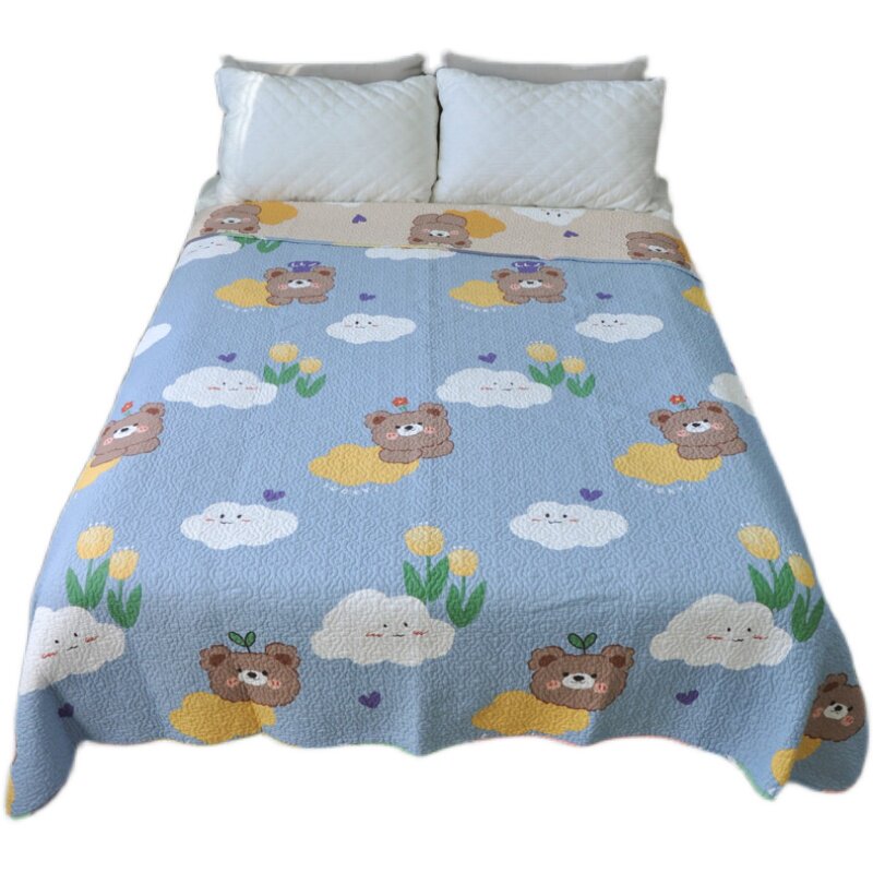 全棉绗缝床盖双面用20r22新款韩国纯棉单件榻榻米四季通用夹棉床