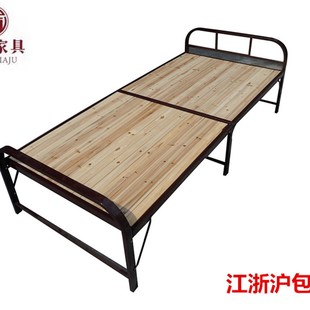 实木床叠护Y沪儿童床午 费钢木折陪床单人床加厚 免邮 床