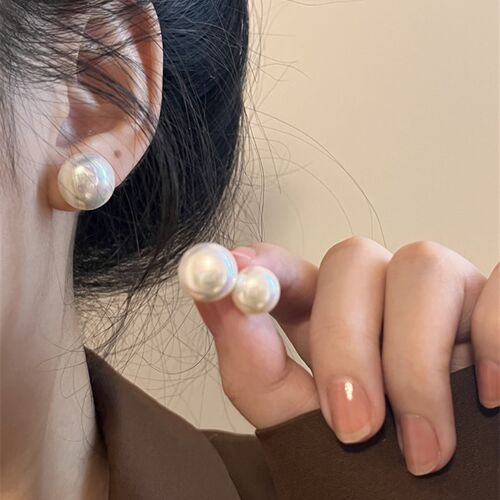 现货馒头珍珠耳钉女法式复古养耳洞耳环20L23新款轻奢高级感简约