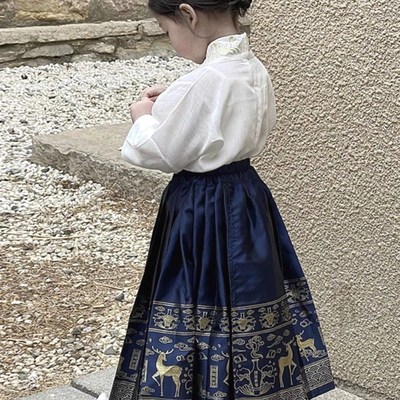 改良汉服马面裙春秋儿童礼服季民族服装中国风搭配套装女童的上衣