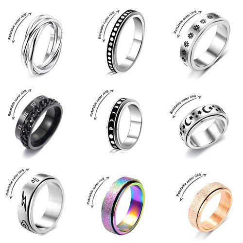 热销Anxiety Ring For Women Men Moon Fidgets Rings 2022 nd Pu