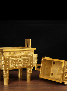 铜鼎盛千秋摆件 压铸鼎盛千秋  铜鼎摆件 四方铜鼎摆件