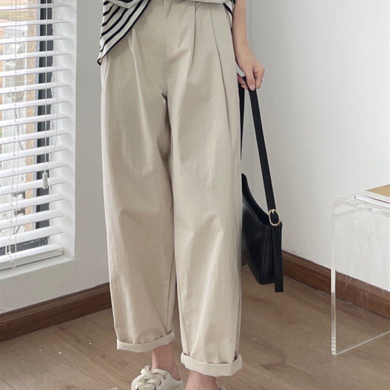 新款显瘦休闲裤子女夏大腿u粗胯宽屁股大工装裤胖妹妹mm大码老爹