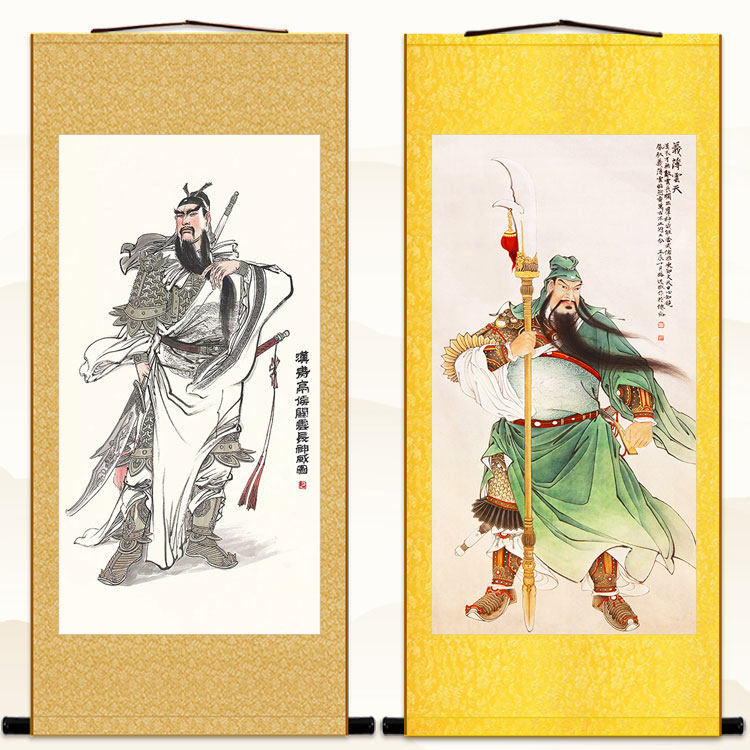 关公画像 义薄云天图 三国人物关羽神威图 客厅办公室卷轴画挂画