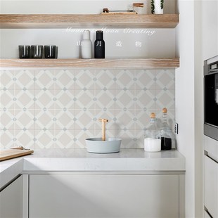 法式奶油自粘地面瓷砖贴纸卫生间装饰地贴厨房防水防滑翻新墙贴