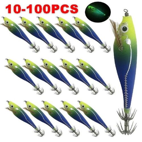 小众高货10-100pcs Shrimp Fishing Lure Luminous Fishing Squid