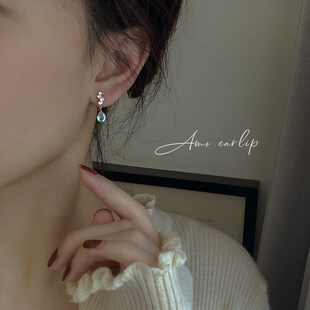 微澜天然托帕石耳夹女无耳洞小众设计高级蚊香盘耳饰2024年新款潮