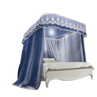 U型双轨道蚊帐双层刺绣导轨蚊帐家用加厚加密支架通用公主风滑轨