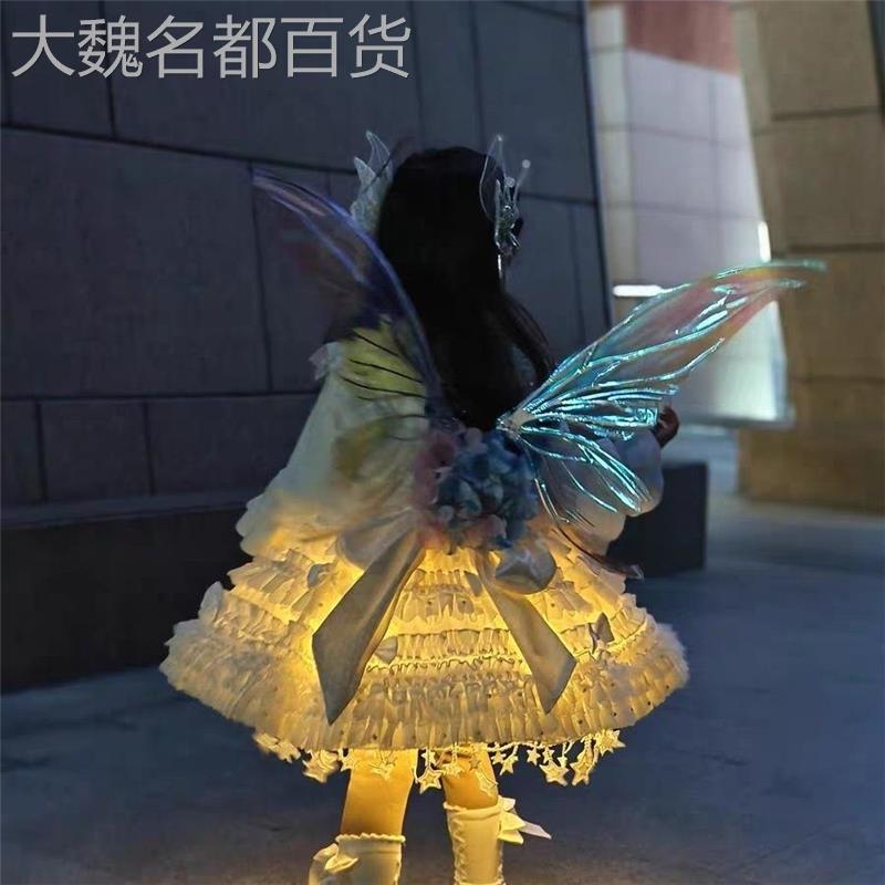 发光公主裙撑中秋裙女童白色半身裙儿童H丽塔礼服裙2023新款蓬蓬