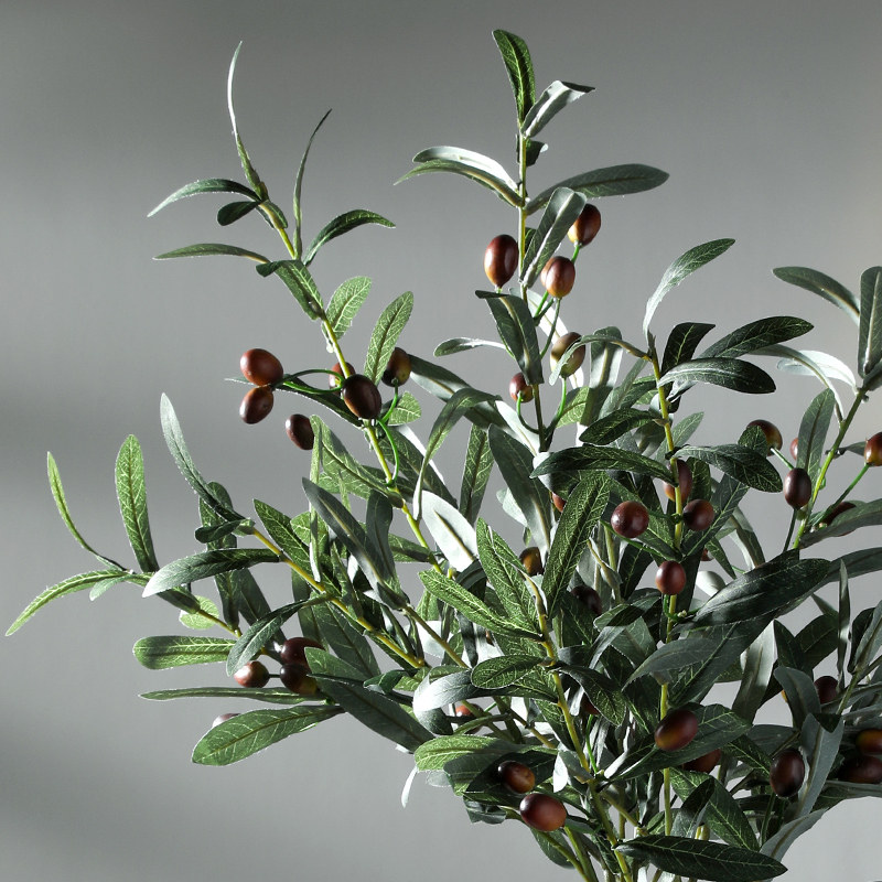 现货速发油橄榄枝树仿真摆花果实花束假花客厅装饰花插花干花轻奢