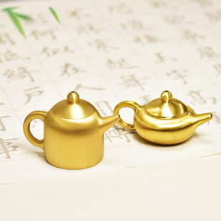 创意手把件纯铜水滴砚滴砚台磨墨水盂小茶壶N功夫茶壶创意文房四