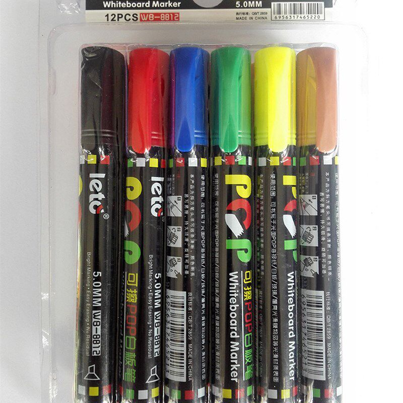 화이트보드 펜은 지울 수 있고 쉽게 닦아낼 수 있는 수성 어린이용 무독성 W-COLOR 밝은 쓰기 펜입니다. 컬러 화이트보드가 있는 대형 헤드 화이트보드용