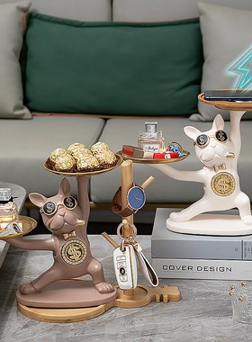 创意斗牛犬入户进门钥匙收纳客厅玄关装饰品鞋柜摆件酒柜家居饰品