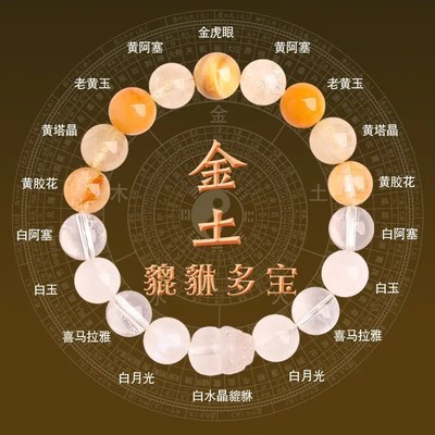运手链24五行补缺金喜用金水火土水木手串男女款天然水晶貔貅