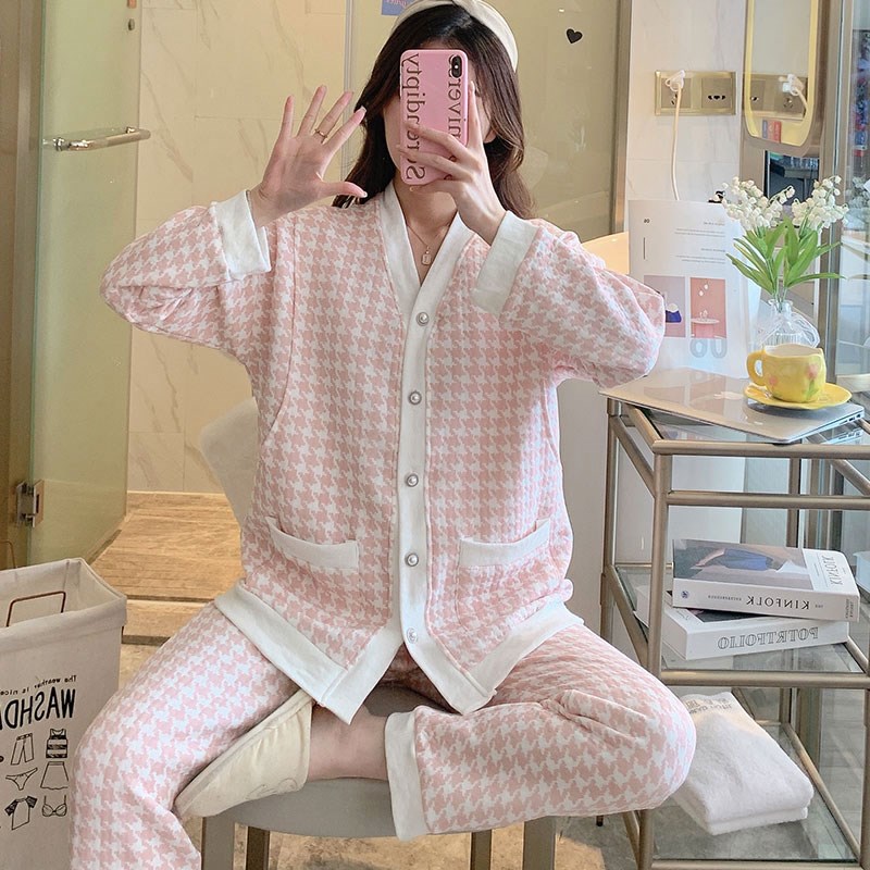 月子服春秋10月j份纯棉产后待产孕妇哺乳睡衣空气棉11冬装家居服