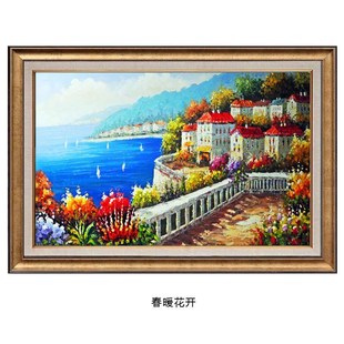 饰画餐厅墙挂画欧式 油画走廊壁画新品 装 美式 玄关办公室山水肌理画