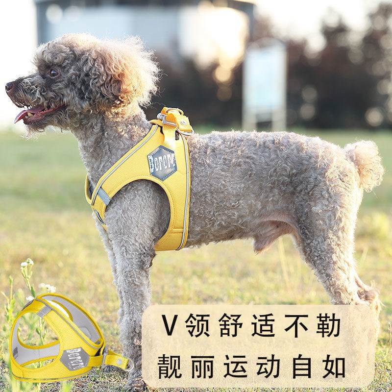 新款狗狗牵引绳 l夏季马卡龙背心式反光中小型犬遛狗绳 宠物胸背