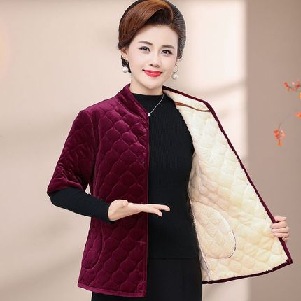 中老年马甲外套女加绒加厚保暖短袖棉衣秋冬季妈妈装半袖马夹棉袄