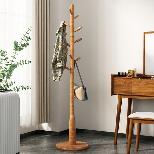 实木衣架落地卧室简易衣帽架儿童简约白色创意衣服架子家用挂衣