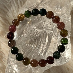 建木信使|【高品质】天然老矿正色西瓜碧玺渐变手串原石原矿