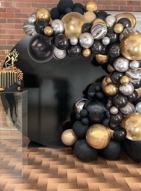 Black Gold Balloon Garland Arch Confetti Latex Baloons Gradu