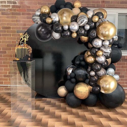 Black Gold Balloon Garland Arch Confetti Latex Baloons Gradu