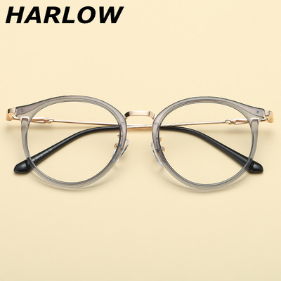 粉色透明复古眼镜框女韩版潮圆脸大框近视适合方脸的眼镜架女韩国