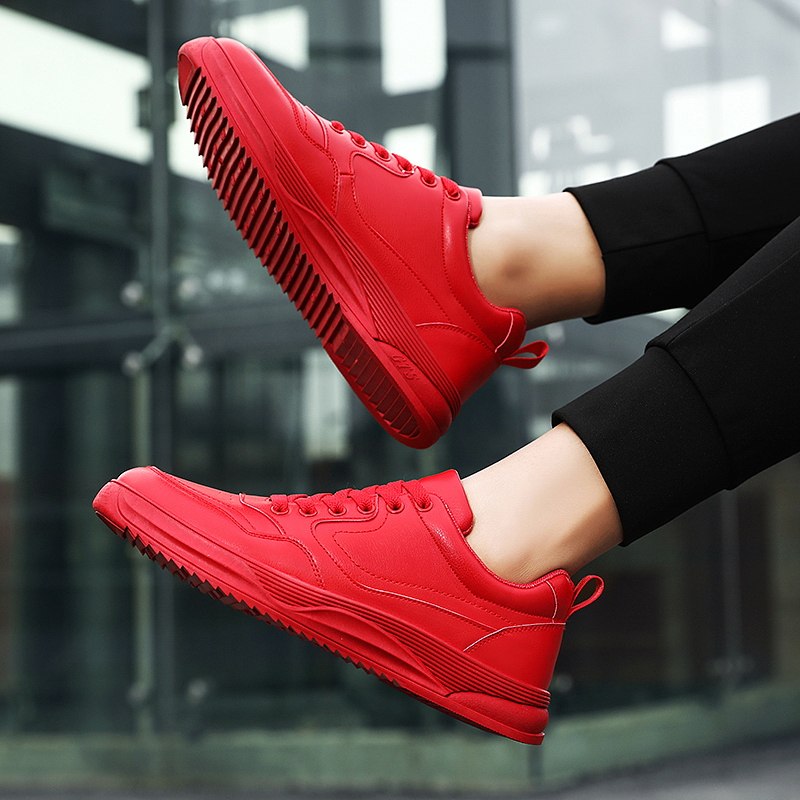 2022新款男士板鞋37r 38小码男鞋子潮流百搭红色皮面休闲运动鞋45,流行男鞋,休闲板鞋,淘宝优惠券,粉丝福利购,淘宝优惠卷