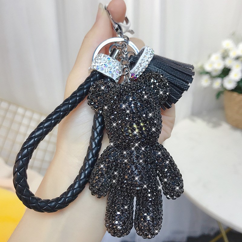 卡通高档满钻小熊钥匙扣女t可爱潮流公仔钥匙链圈情侣包包挂件