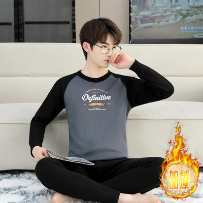 双面绒冬季可内外穿新款大童初高中生保暖内衣套装加绒加厚防寒