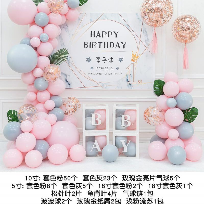 女孩宝宝1一周岁生日布置装饰儿童派对场景百天百日宴X背景墙气球