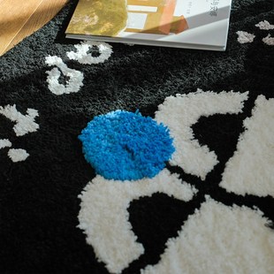 卡通植绒地毯儿童卧室地毯加厚耐脏防滑毛绒地垫卧室床边休闲脚垫