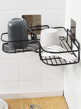 Metal corner nail-free double-layer storage rack bathroom ki
