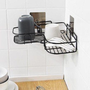 free double bathroom corner rack nail storage Metal layer
