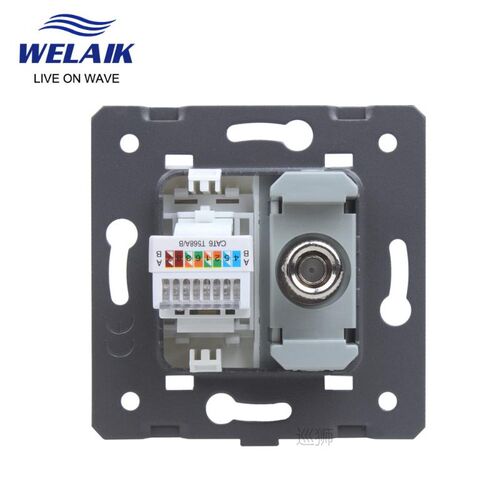 EU Standard TV Internet RJ45 CAT6 Computer  DIY-Parts Wall S