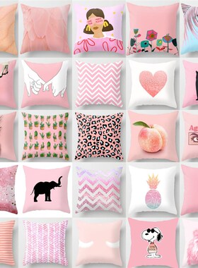 热销New Nordic Pink Girls Geometric Cushion Cases Cute Creat