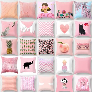 热销New Nordic Pink Girls Geometric Cushion Cases Cute Creat