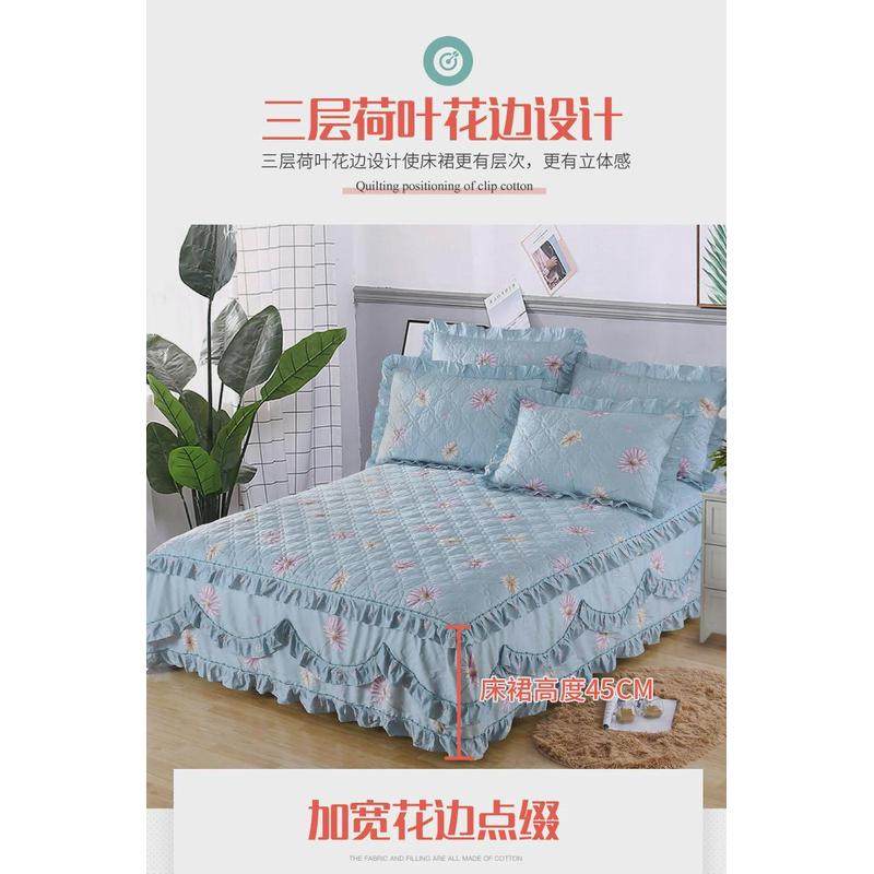 新款全棉加厚夹棉床裙式床罩单件防滑床套罩防尘罩三件套1.8m床单,床上用品,床裙,淘宝优惠券,粉丝福利购,淘宝优惠卷