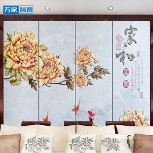 客厅沙发新中式床头卧室刺绣硬包电视背景墙酒店墙布Y壁画轻奢u.