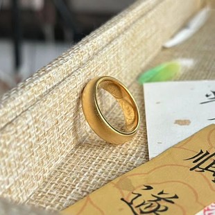 金包银经典泥鳅背戒指男女黄色亮面磨砂素圈对戒实心闭口结婚礼物