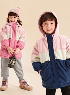 女童棉服冬季宝宝冬装男童棉衣加厚冲锋衣婴儿棉袄V儿童外套秋冬