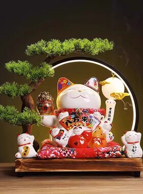 创意自动摇手招财猫店铺开业送B礼家居客厅玄关收银台摆件装饰品