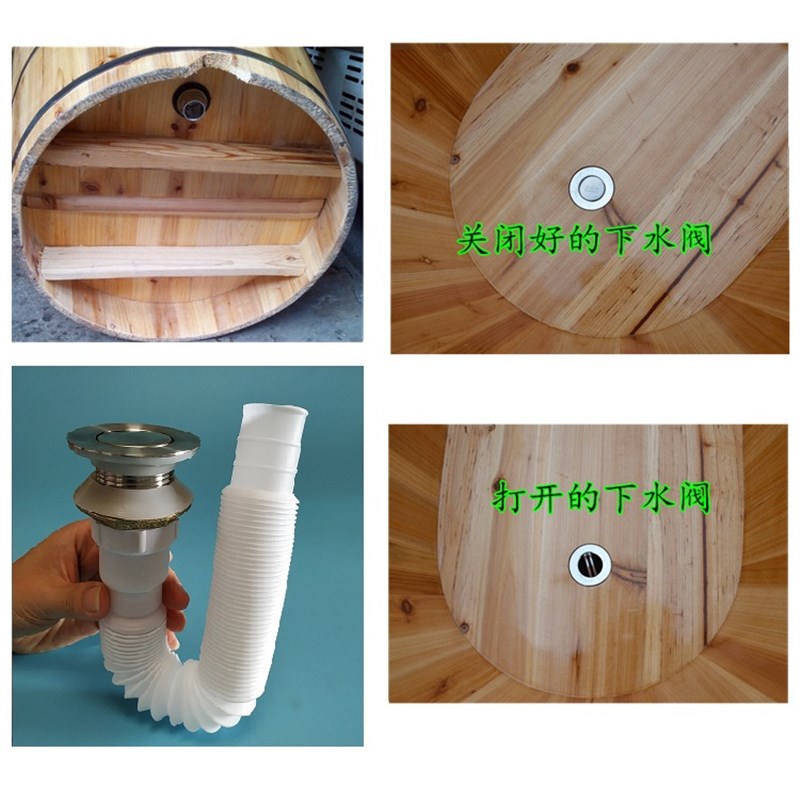 木桶浴缸下水器不锈钢阀门杉木浴桶放水开关出翻板出水器旋转阀门