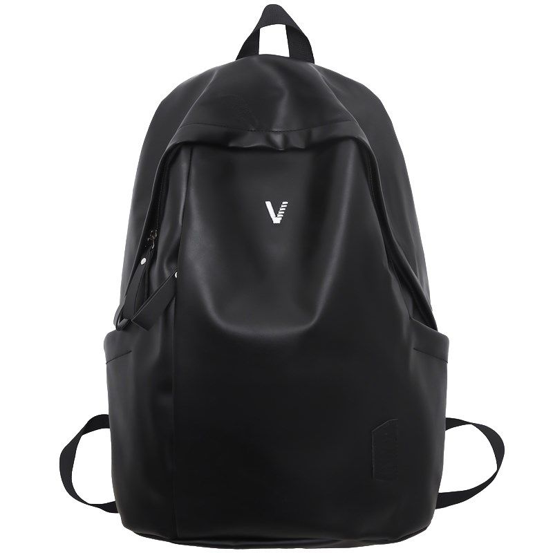 书包男生高中生大容量PU黑色双肩包设计感小众背包女2025新款旅游