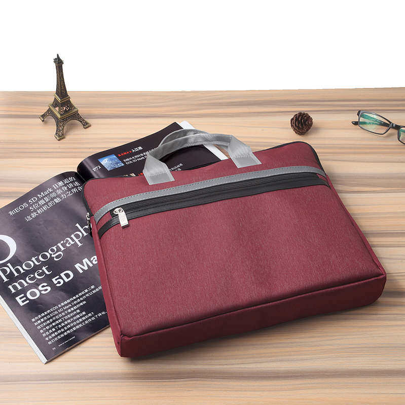 文件袋袋资料利会议公文包女士帆布拉链文件 杰手提a4男包商务